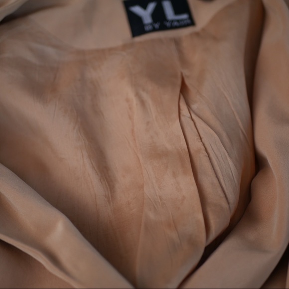 Silk Wrap Top Vest Camel Tan Collared Vintage YL by Yair Sleeveless V Neck M - Picture 4 of 8